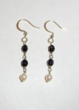 Oorbellen Onyx parels verguld, Sieraden, Tassen en Uiterlijk, Overige materialen, Hangers, Zwart, Nieuw