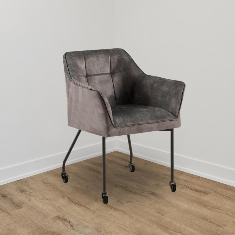NIEUWE set 4 of 6 stoelen NU in de OUTLET! Op=op, Ophalen, Nieuw, Modern, Met wielen, Velvet stof, Design, Adore stof, Antraciet