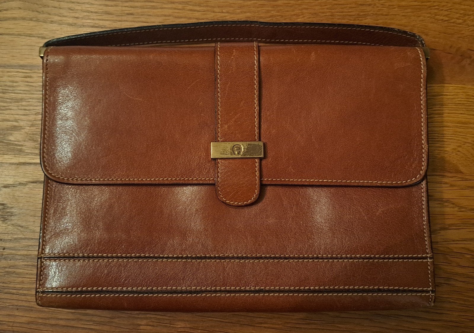Etienne Aigner Vintage Leren tas / Clutch Bruin, Ophalen of Verzenden, Bruin