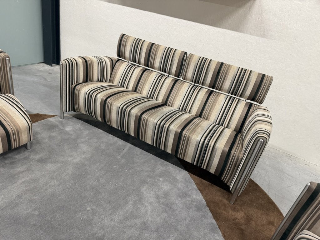 Leolux Goncharov Bank 3 zits Stof Bruin design Fauteuil Poef, Info@leolux.nl, Driepersoons, 75 tot 100 cm, Ophalen of Verzenden