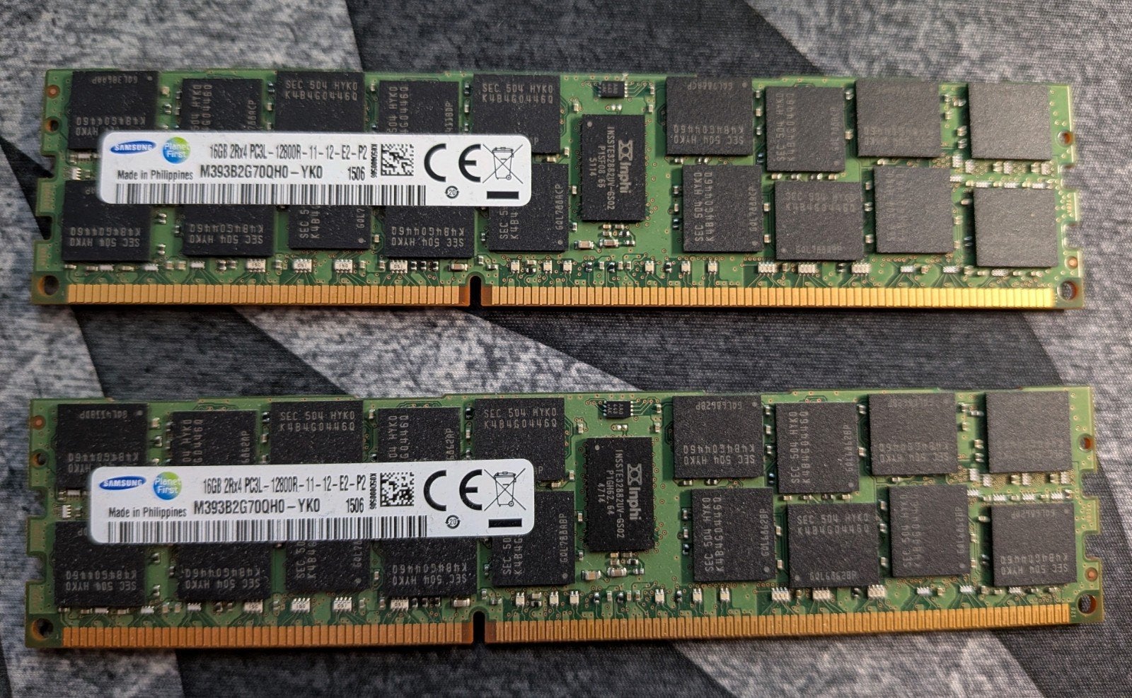 Samsung 2x16GB DDR3 RAM Geheugenmodule (2 stuks), Computers en Software, RAM geheugen, Gebruikt, 32 GB, Server, DDR3