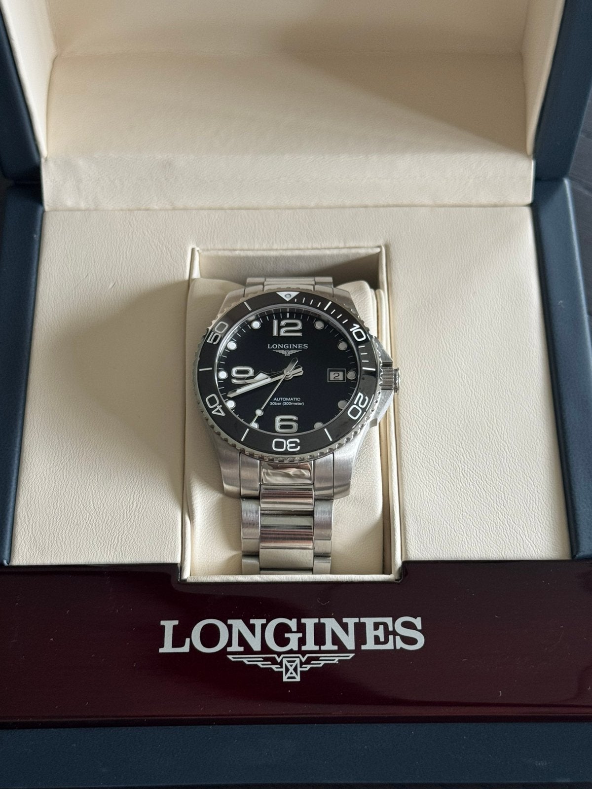 Longines HydroConquest 39mm – Zwart – Compleet met papieren, Sieraden, Tassen en Uiterlijk, Horloges | Heren, Ophalen of Verzenden