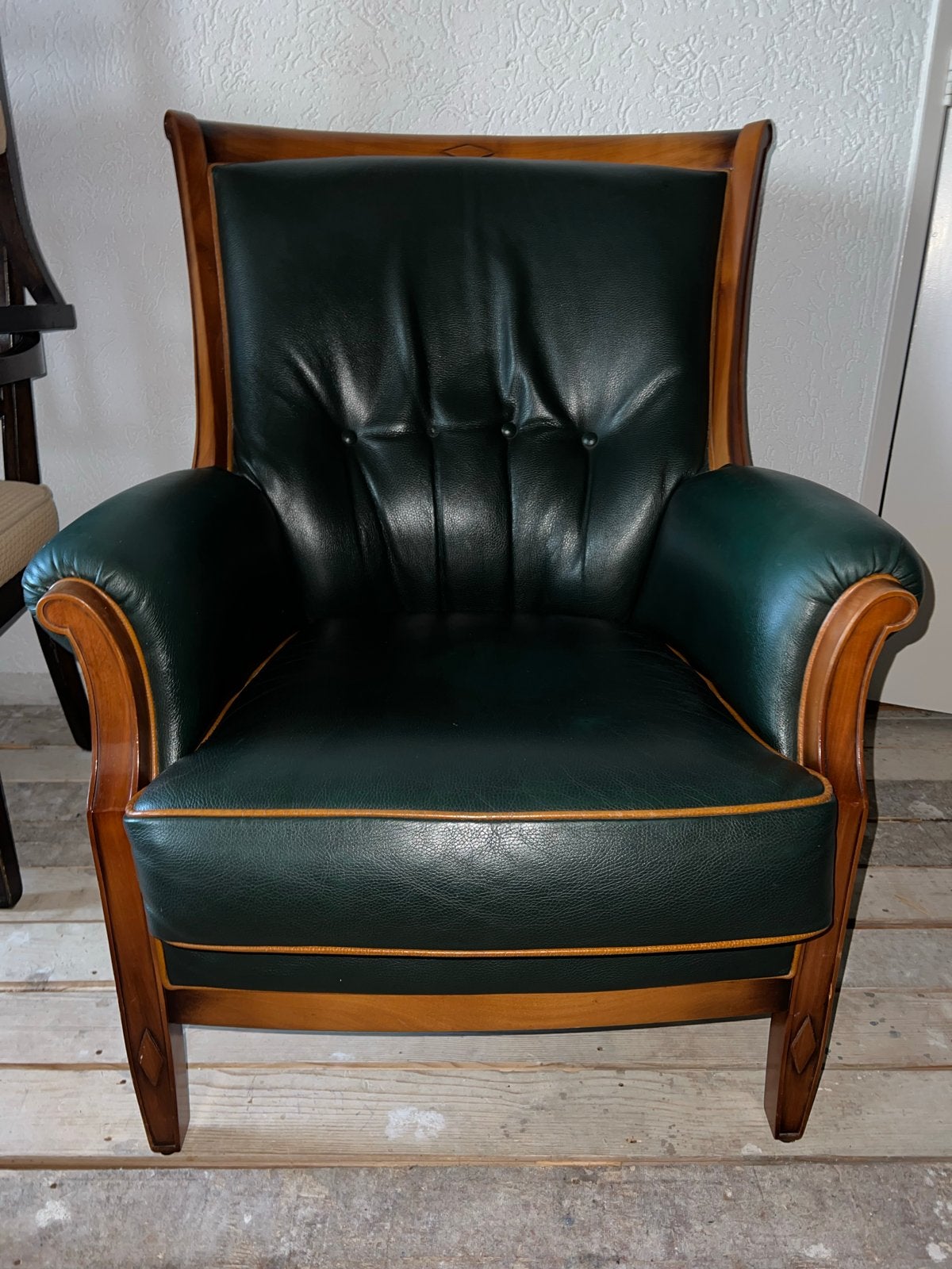Gedelux Jugendstil Kersen Fauteuil Groen Leer, Ophalen
