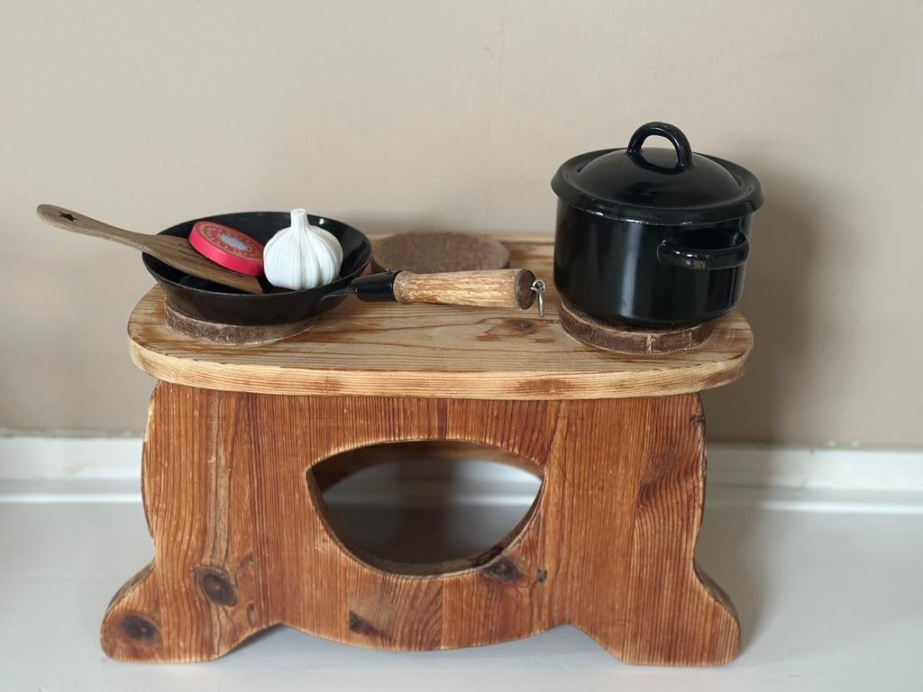 Hardhouten handgemaakt fornuisje, klein keukentje, Ophalen, Gebruikt, Hout, Speelkeuken