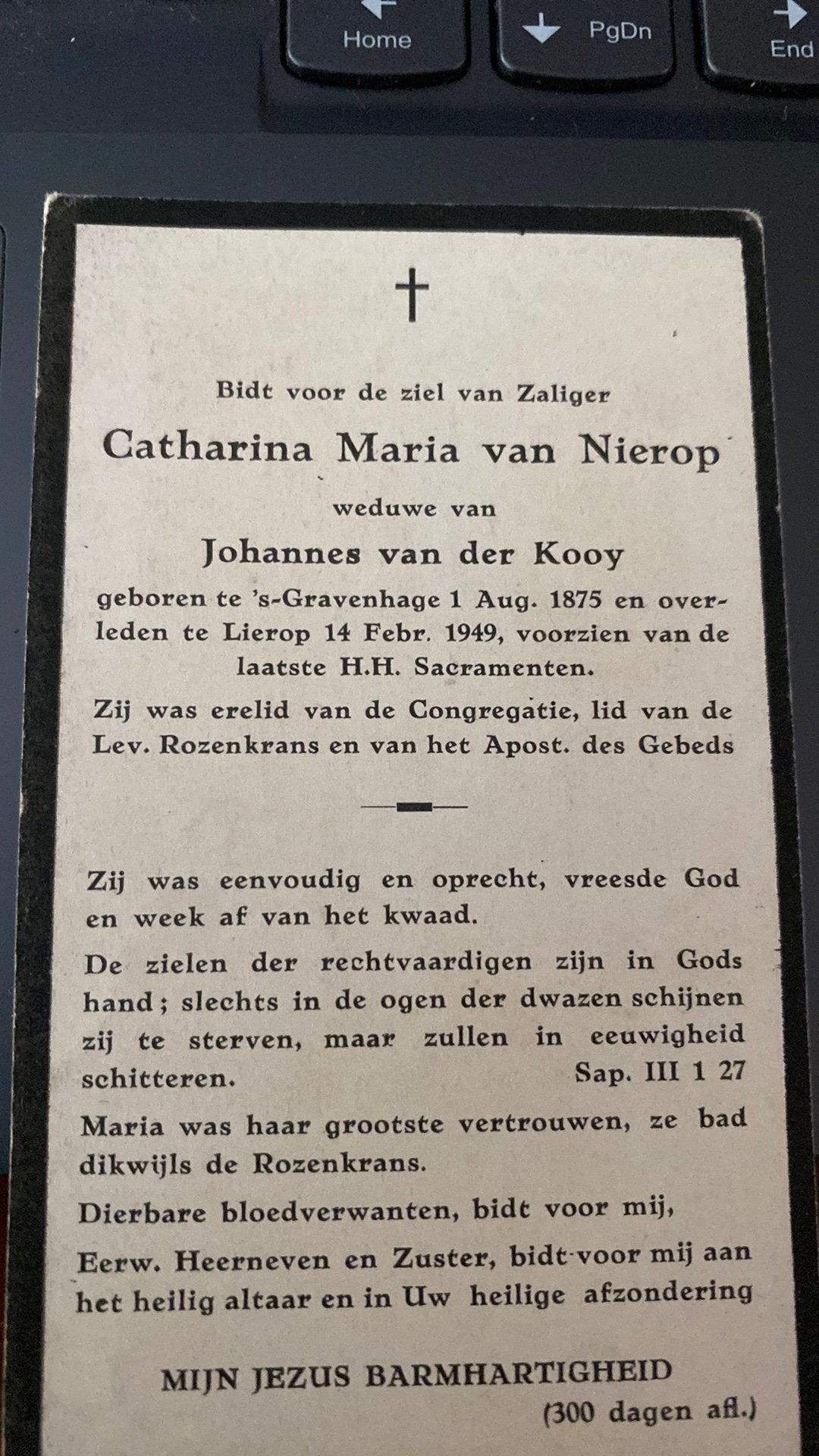 CM vd Kooy - van Nierop 1875 den Haag 1949 Lierop, Ophalen of Verzenden