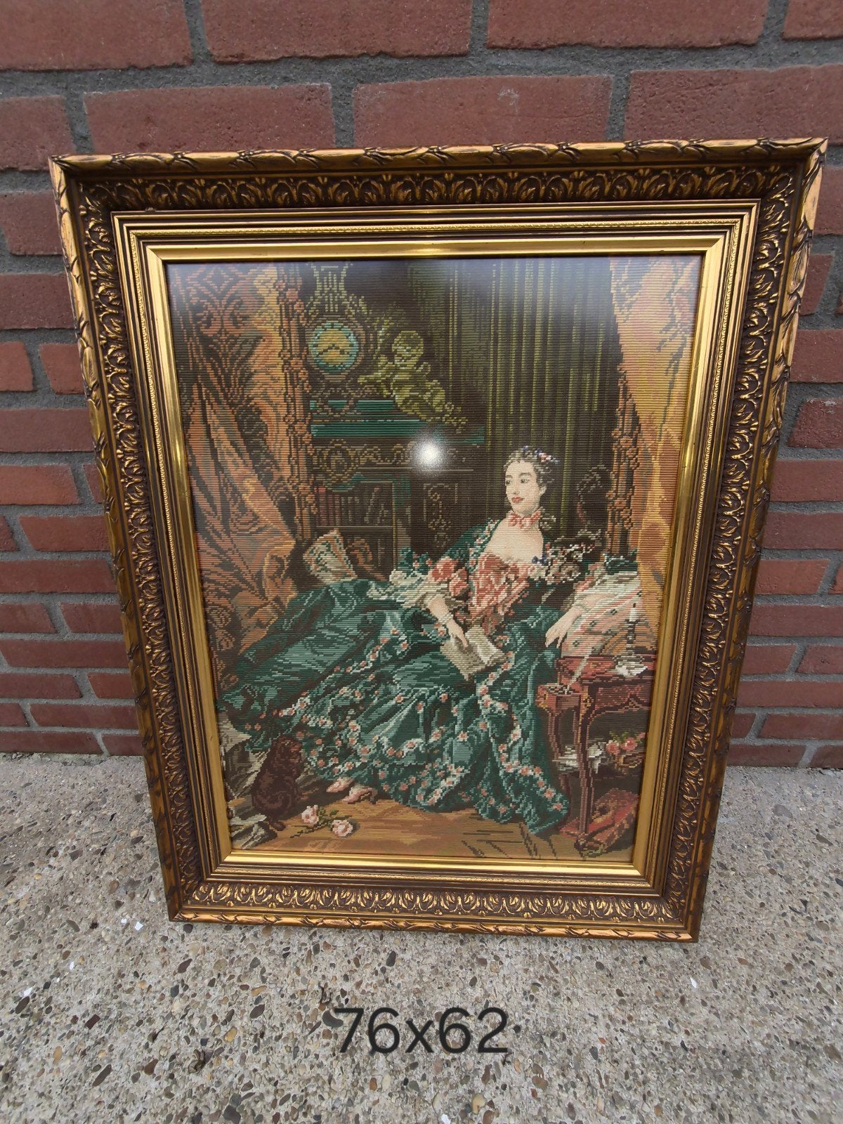 Gobelin "Madame de Pompadour" - Geborduurd in 1991, Gebruikt, Overige typen, Ophalen of Verzenden, 75 cm of meer