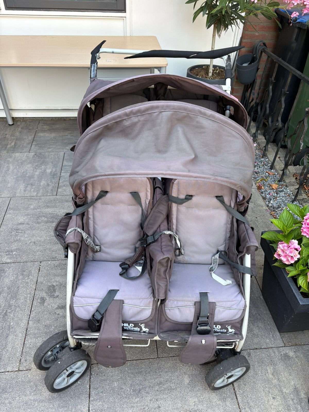 Vierling wagen, Kinderen en Baby's, Ophalen, Gebruikt, Regenhoes