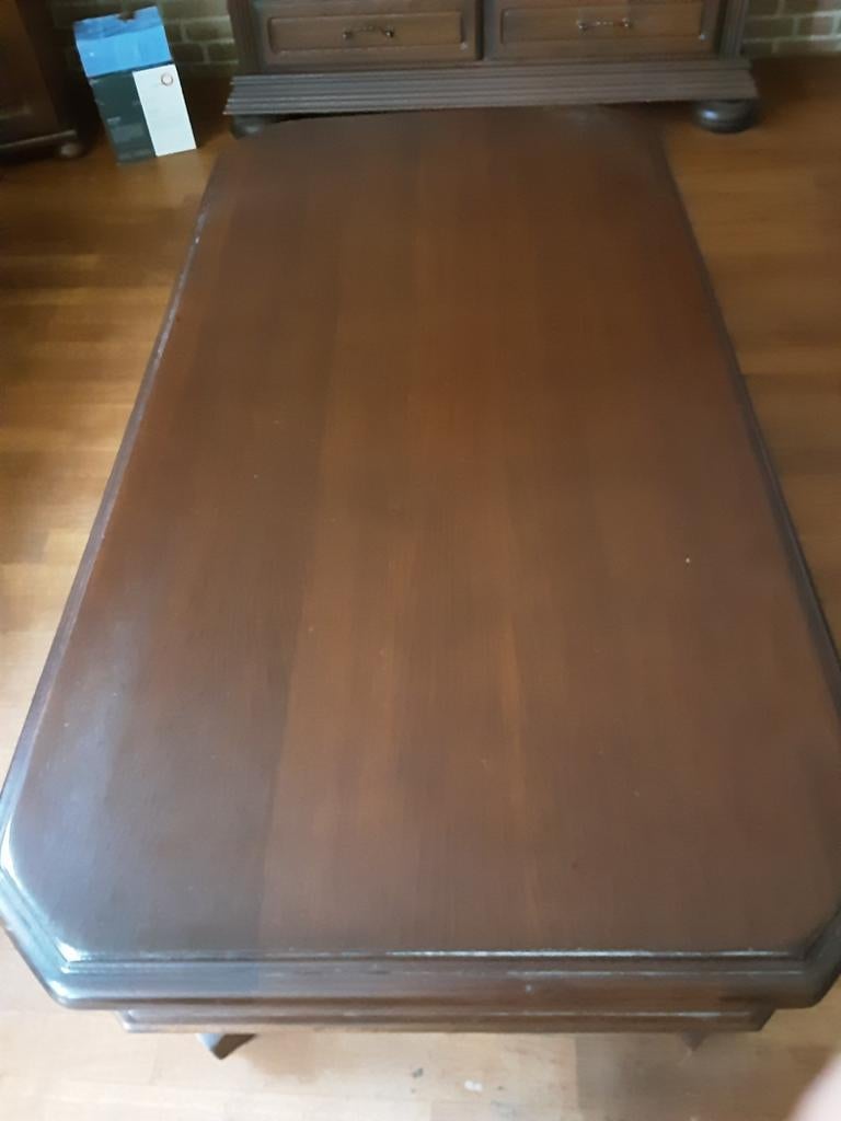 Klassieke salontafel met lades - Donker hout, Ophalen, Gebruikt, 100 tot 150 cm, Klassiek