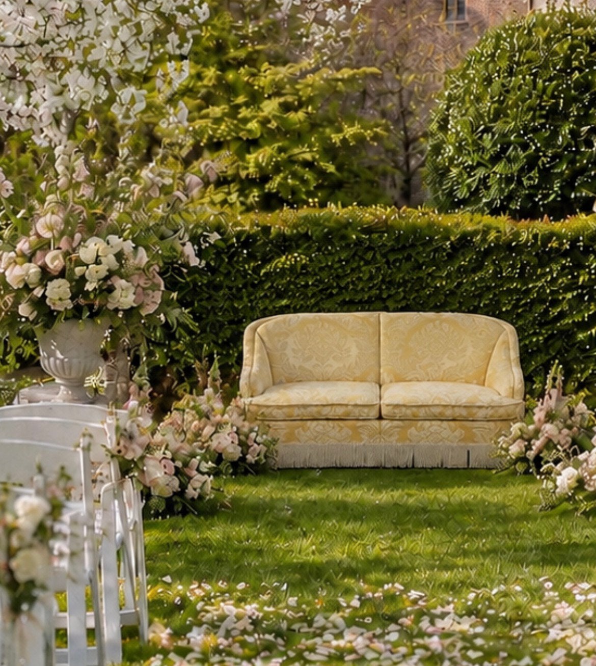 Trouwbankje bank fauteuil vintage franjes Hollywood Regency, Ophalen of Verzenden