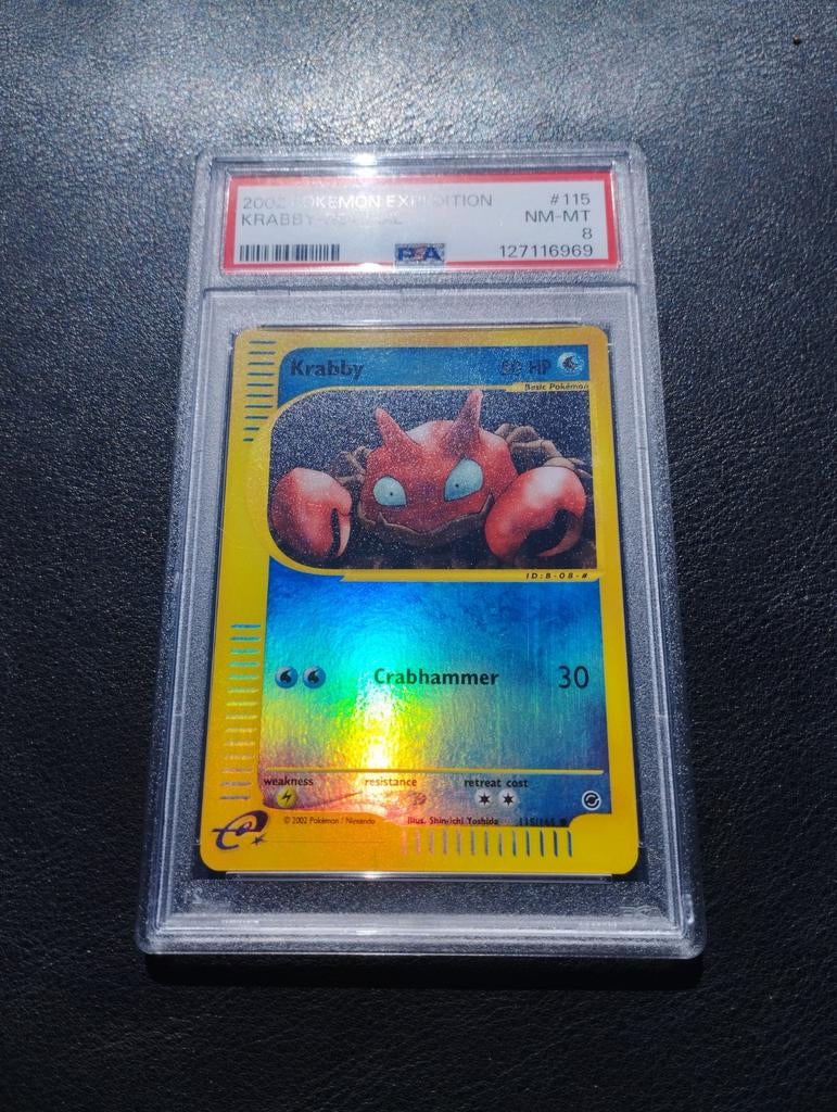 Krabby Reverse Holo Pokemon kaart Expedition base set PSA8, Ophalen of Verzenden, Zo goed als nieuw