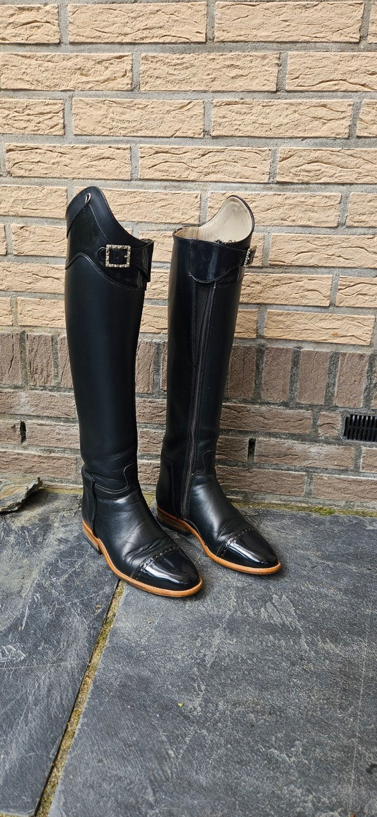 Derby lak leren polo rijlaarzen, Dieren en Toebehoren, Paardrijkleding, Blauw, Gebruikt, Dressuur, Ophalen of Verzenden