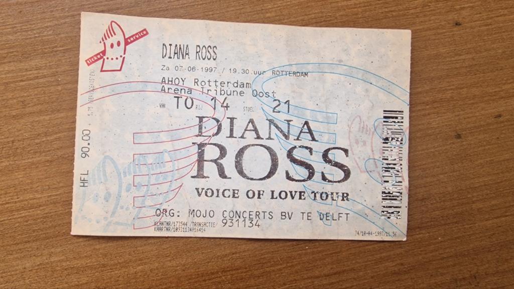 Diana Ross gebruikt concert ticket kaartje, Verzenden, Gebruikt, Foto of Kaart