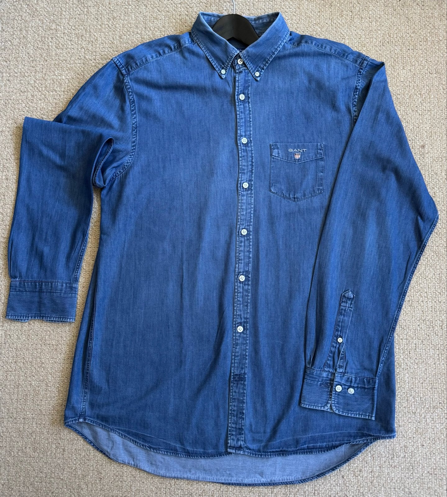 Gant denim overhemd XL 43/44, Ophalen of Verzenden, Zo goed als nieuw, Blauw, Halswijdte 43/44 (XL)