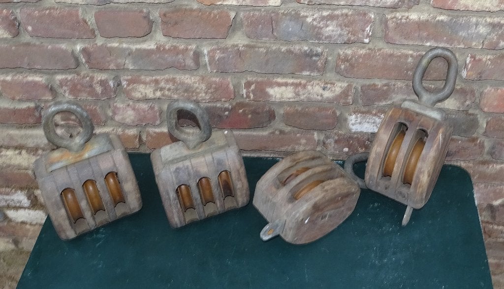 4 maal mooie oude katrol scheepskatrol, Ophalen