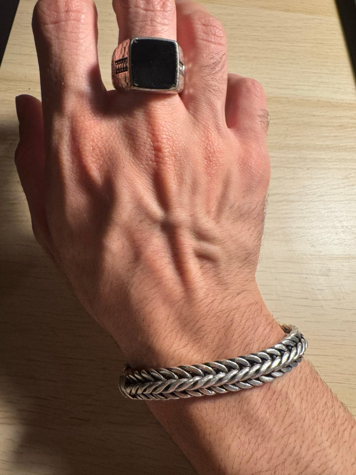 Buddha to Buddha Ring Zilver met Zwarte Steen, 19 tot 20, Heer, Ophalen of Verzenden, Zo goed als nieuw