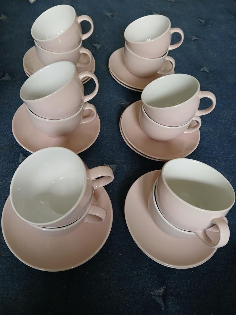 Pastel roze soepkommen met schotel 12x, Ophalen