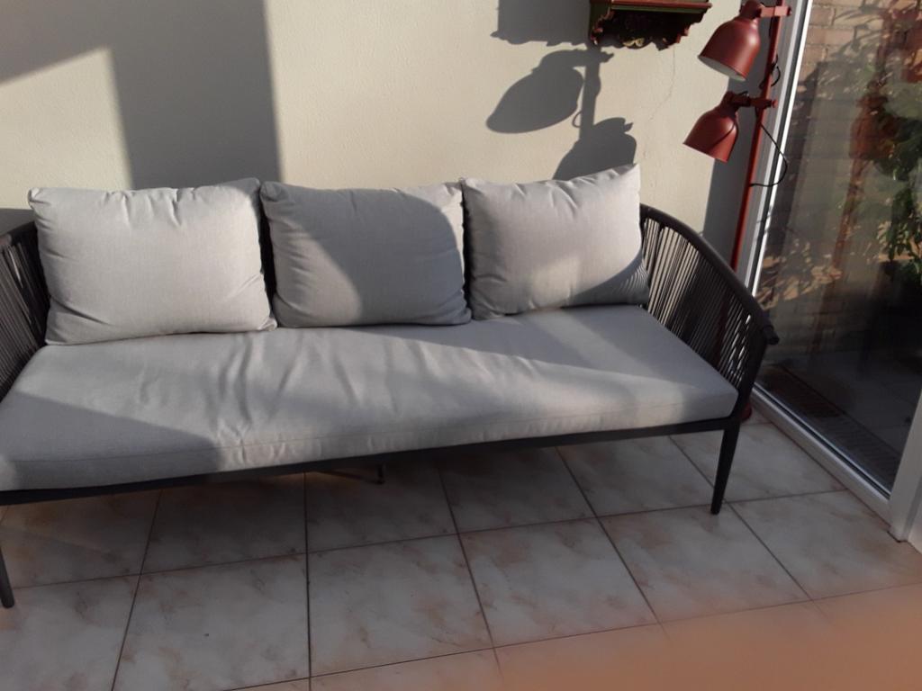 Lounge set 5 pers .donker grijs  compleet met kussens ., Tuin en Terras, Tuintafels, Ophalen, Nieuw, Rechthoekig
