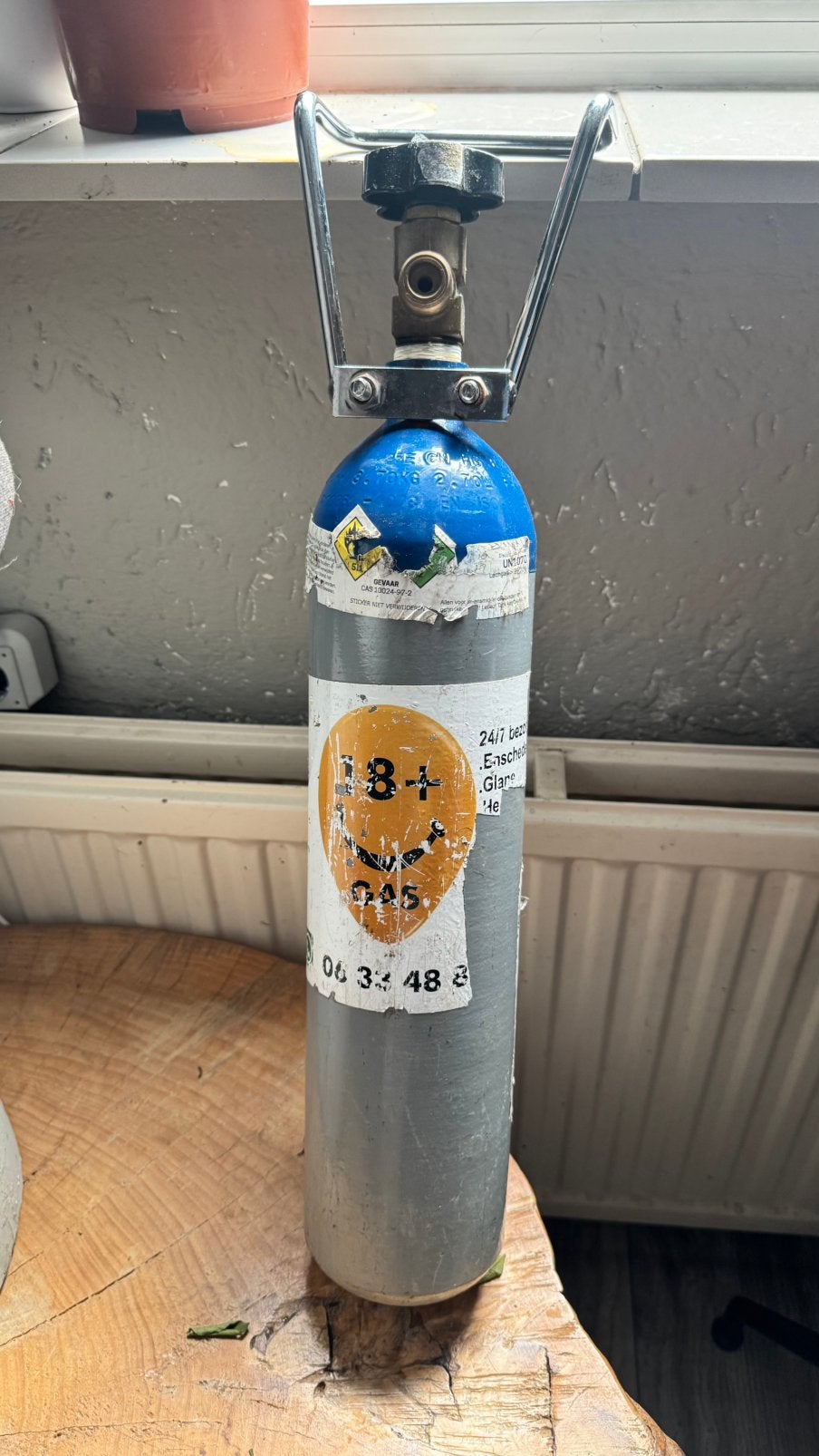 Gasfles staal met kraan, Witgoed en Apparatuur, Thuistaps, Ophalen of Verzenden, Zo goed als nieuw, Overige merken