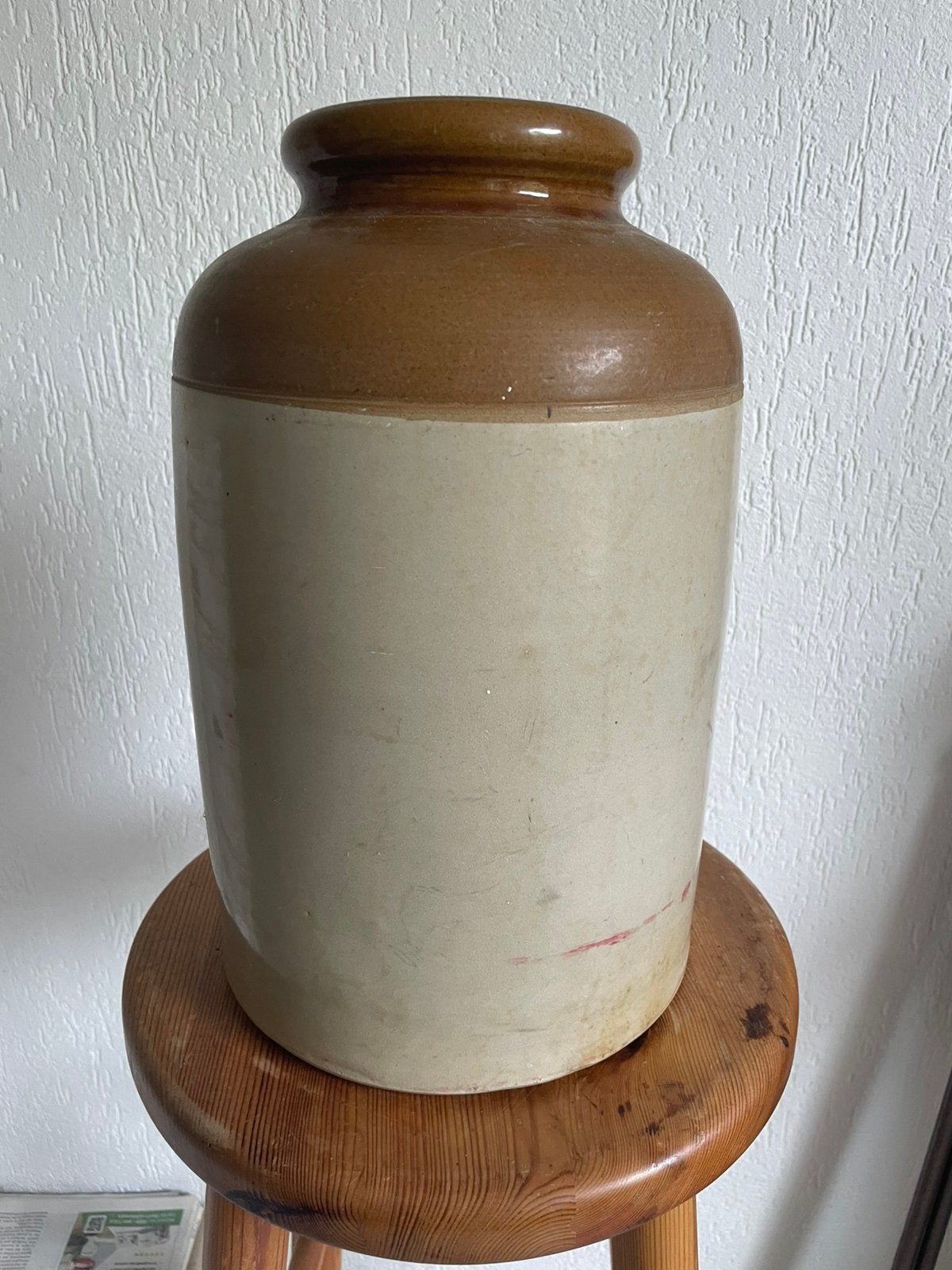 Antieke Engelse voorraadpot, gres, 32 cm hoog., Antiek en Kunst, Ophalen of Verzenden