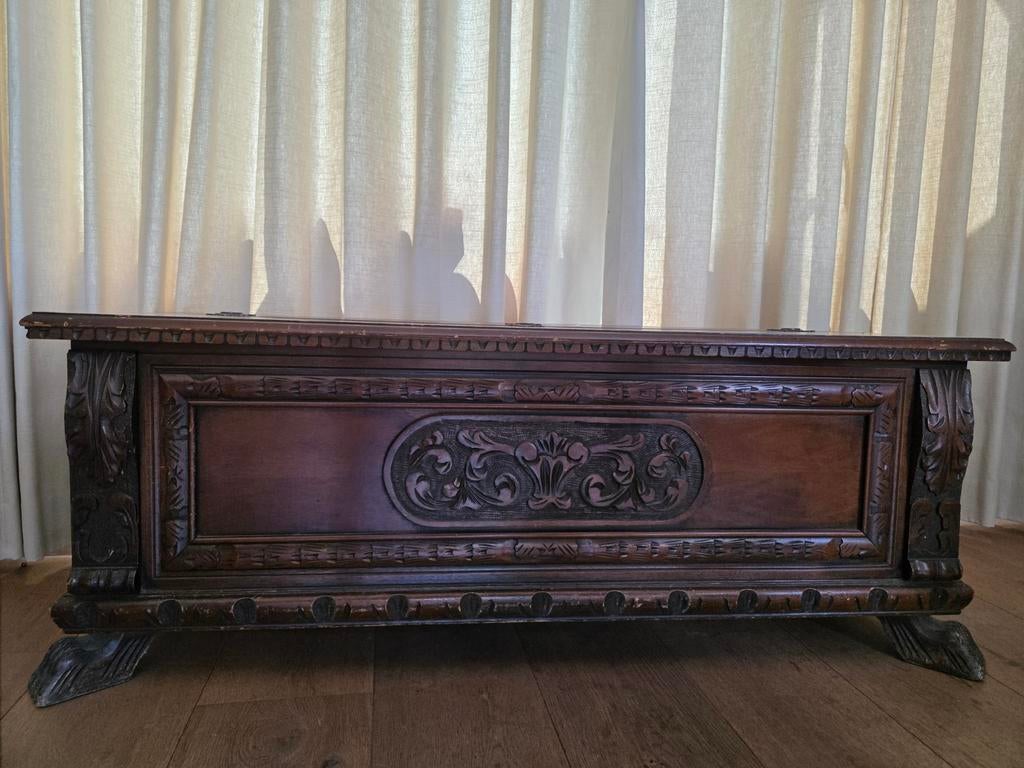 Opbergkist, dekenkist, Renaissance style vintage antiek, Antiek en Kunst, Ophalen
