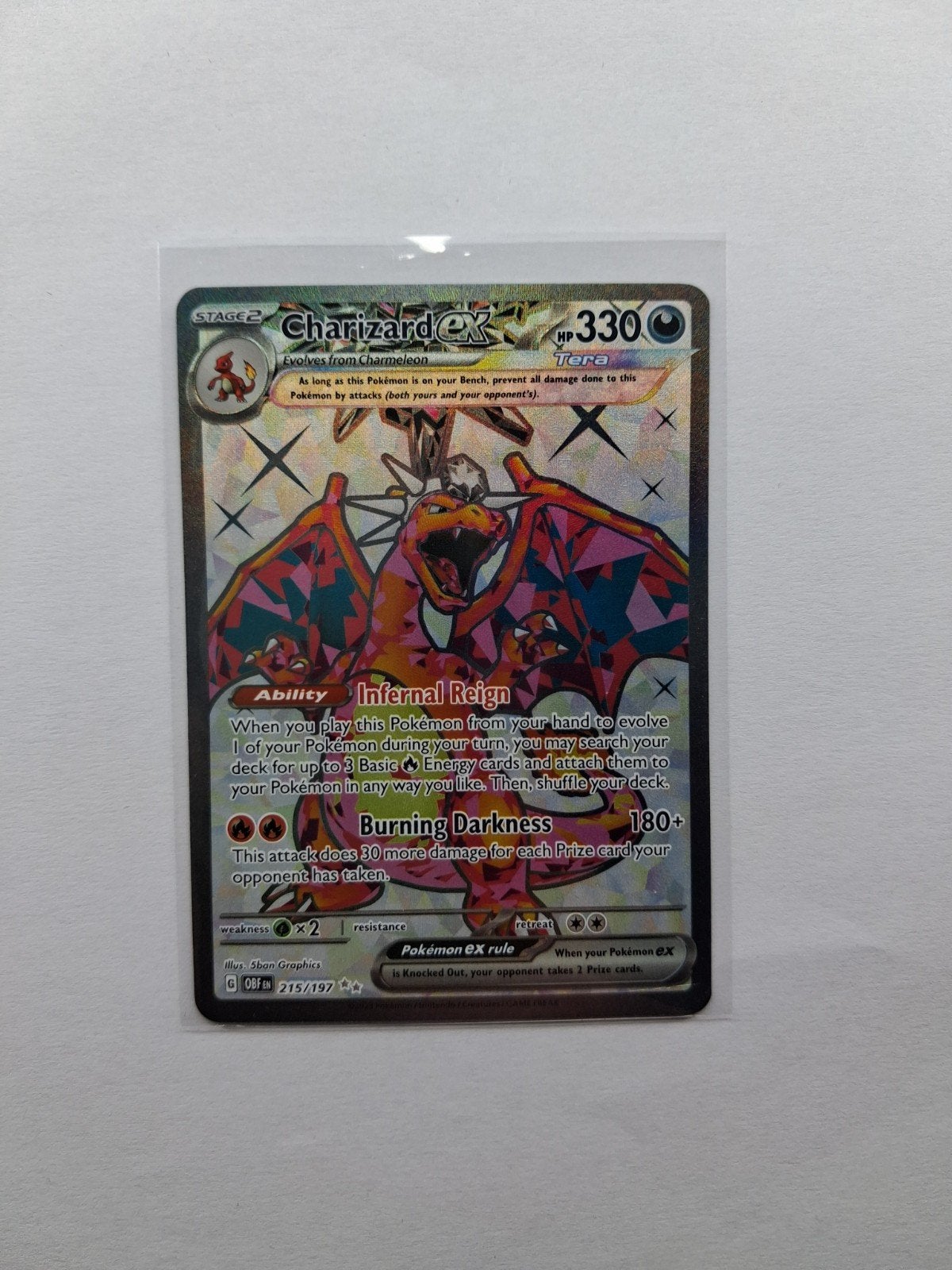 Charizard ex pokémon obsidian flames, Ophalen of Verzenden, Zo goed als nieuw