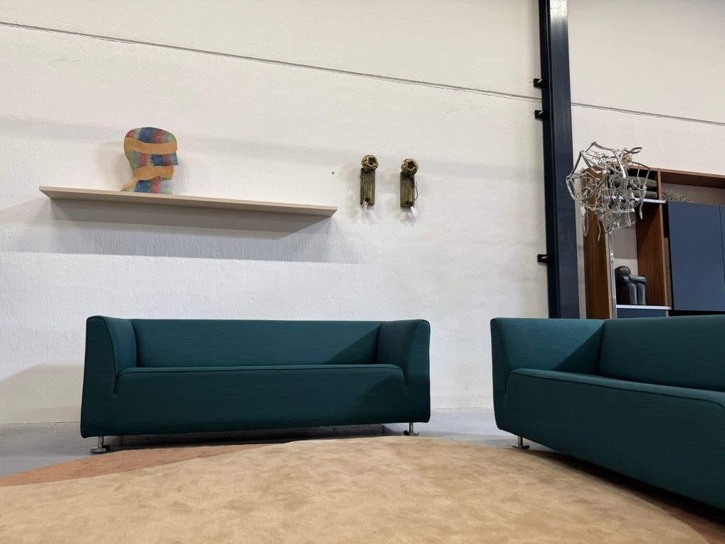 Nieuw Gelderland 4800 bank 2,5 & 2 zits Blauw groen stof 190, 150 tot 200 cm, Ophalen of Verzenden, Rechte bank, Info@gelderlanddesign.com