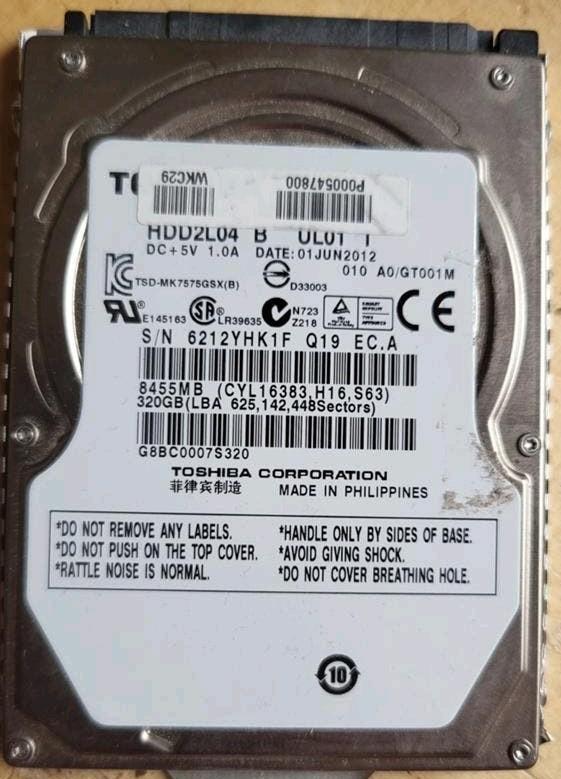 Toshiba HDD2L04 320GB SATA 2.5" harddisk, Computers en Software, Harde schijven, Intern, 320GB, Ophalen of Verzenden, Laptop