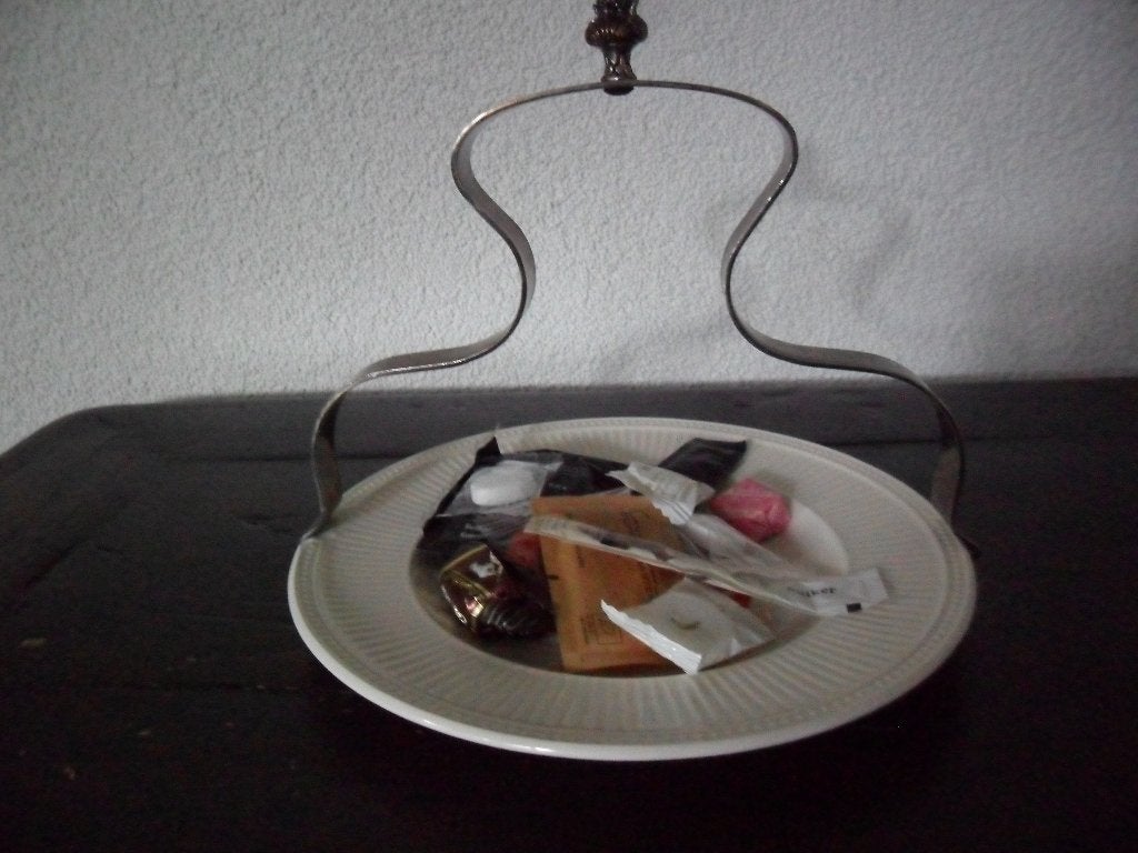 Verzilverde bordenhouder bordenklem, Ophalen of Verzenden, Zilver