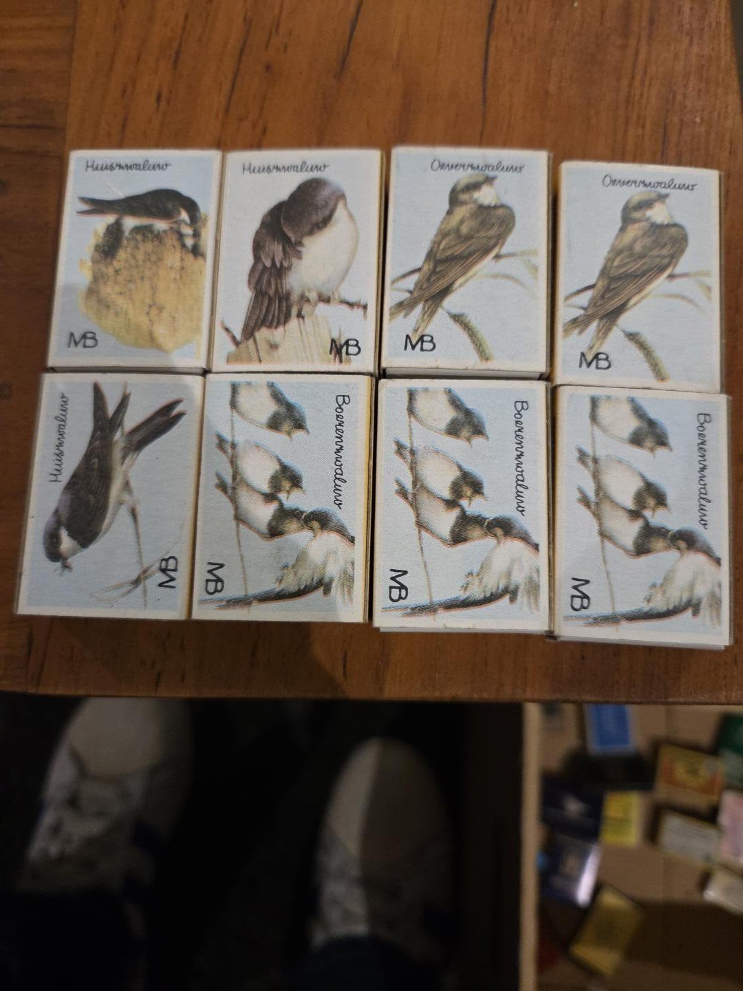 8 vintage Svalan luciferdoosjes – NL zwaluwen – met lucifers, Ophalen of Verzenden, Zo goed als nieuw