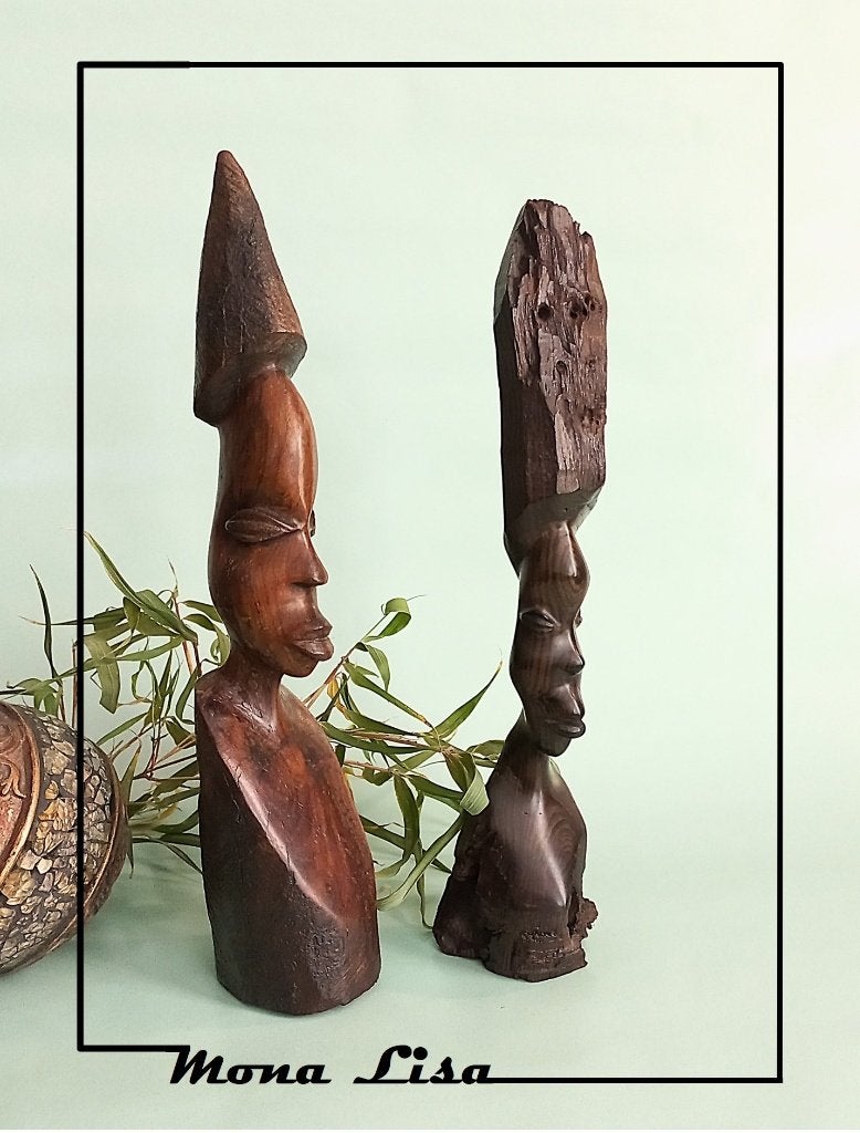 Vrouwelijke buste Afrikaans houtsnijwerk     € 12,95 p.st., Ophalen of Verzenden