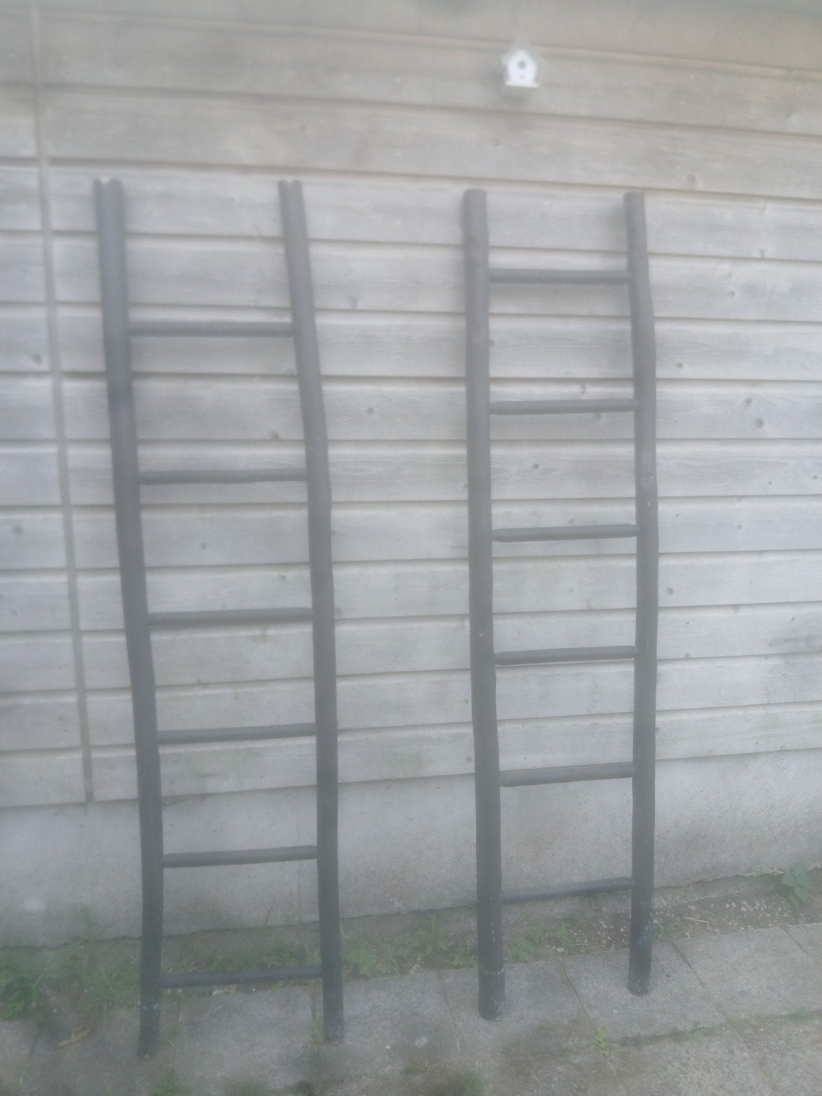 2 Teak houten Ladders |Zwart Gecoat Teak (slechte foto cam., Ophalen, Nieuw