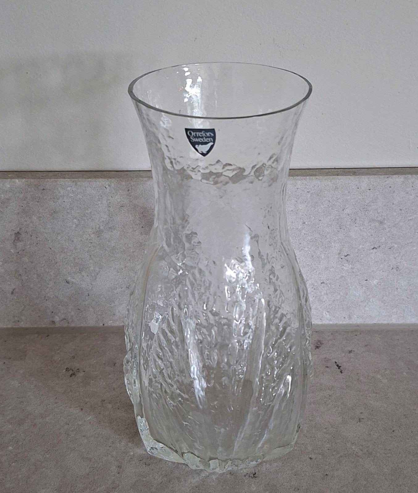 Vintage Orrefors Sweden ‘Eden’ vaas / karaf – Lars Hellsten, Kan, Ophalen of Verzenden, Modern, Glas