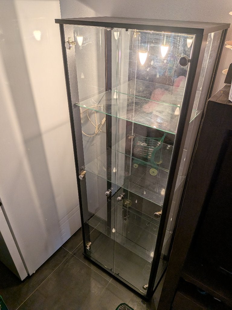 Vitrinekast met Verlichting en Spiegel, Huis en Inrichting, Kasten | Vitrinekasten, Ophalen, 50 tot 100 cm, Zo goed als nieuw
