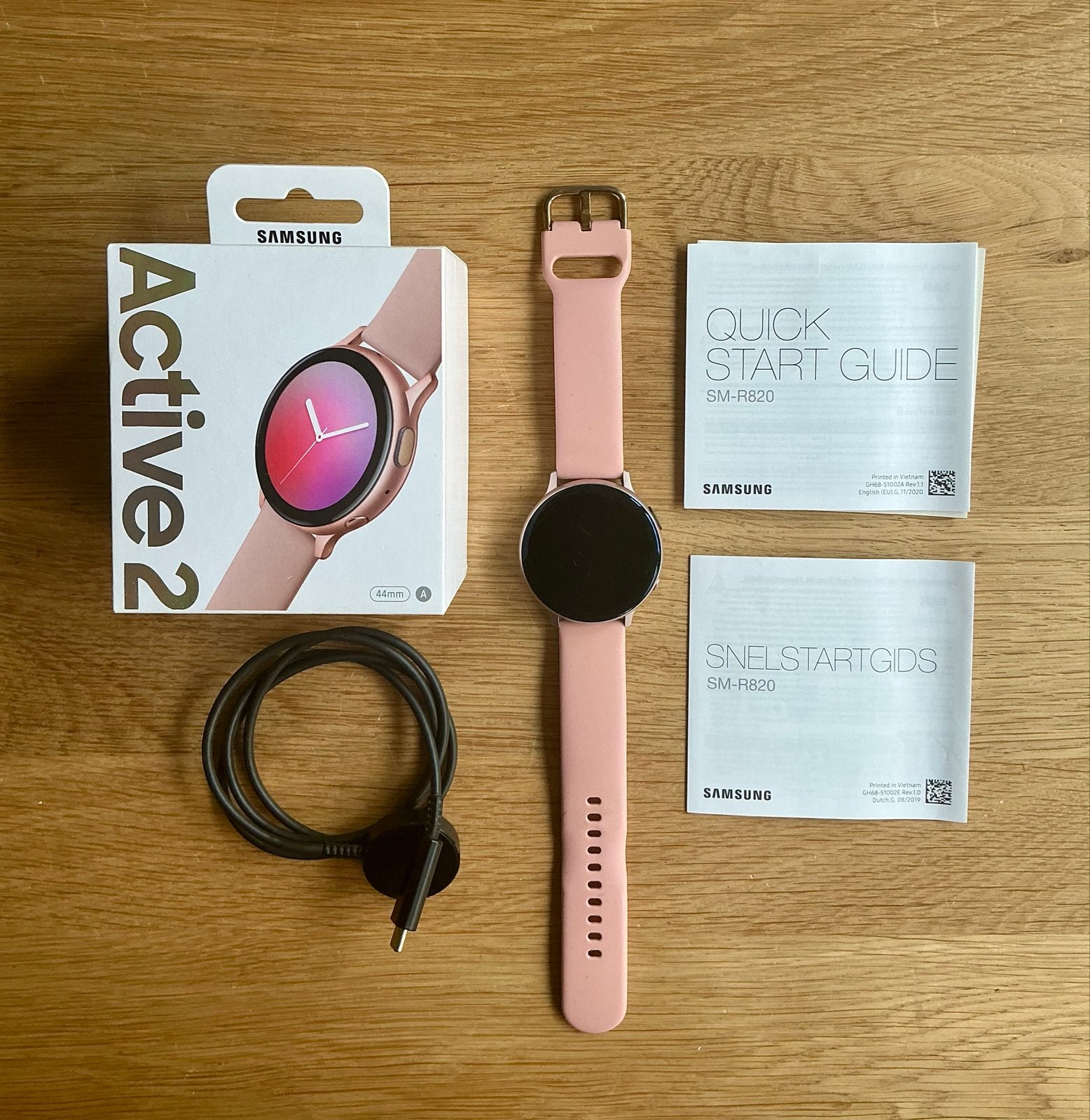Samsung Galaxy Watch Active 2 44mm Roze, Gebruikt, Hartslag, Ophalen of Verzenden, Android