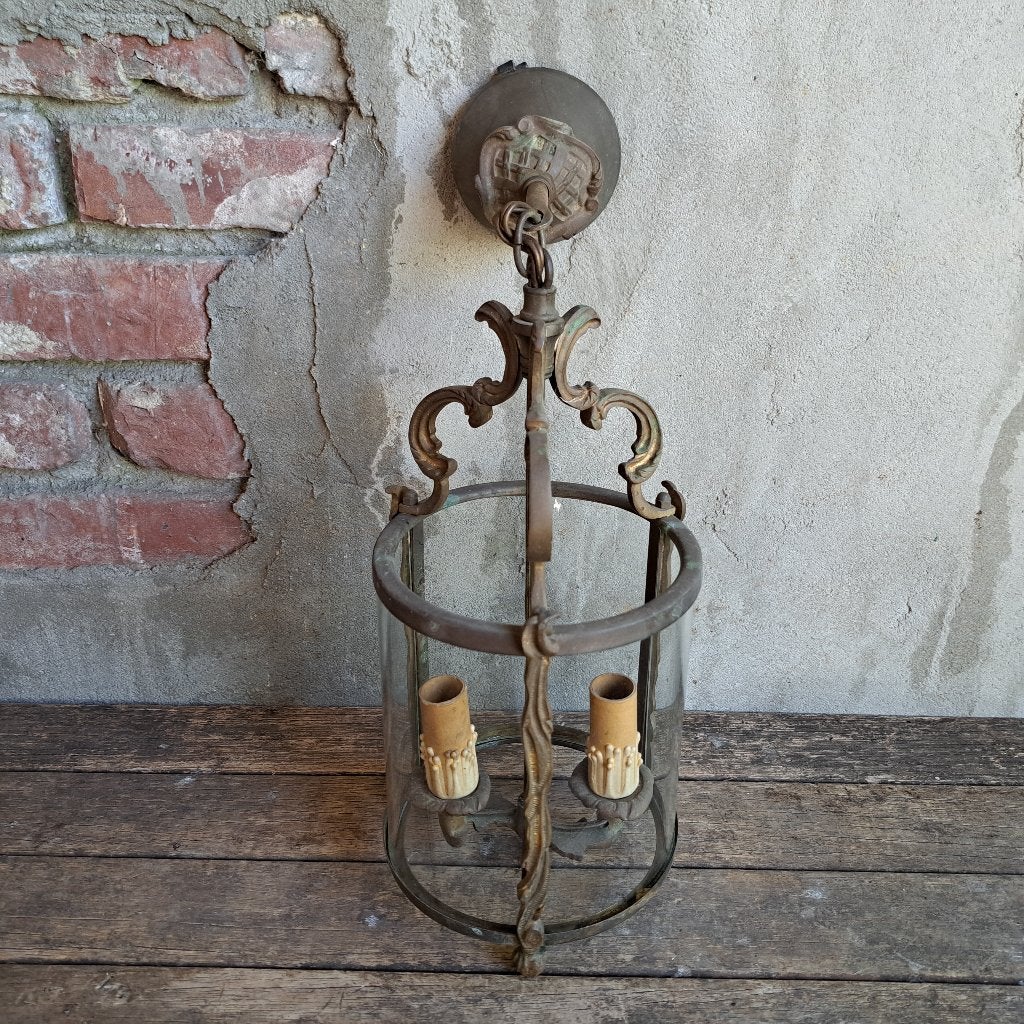 Prachtige oude Franse koperen hanglamp lamp hallamp *Etage3*, Ophalen, Gebruikt, ., .