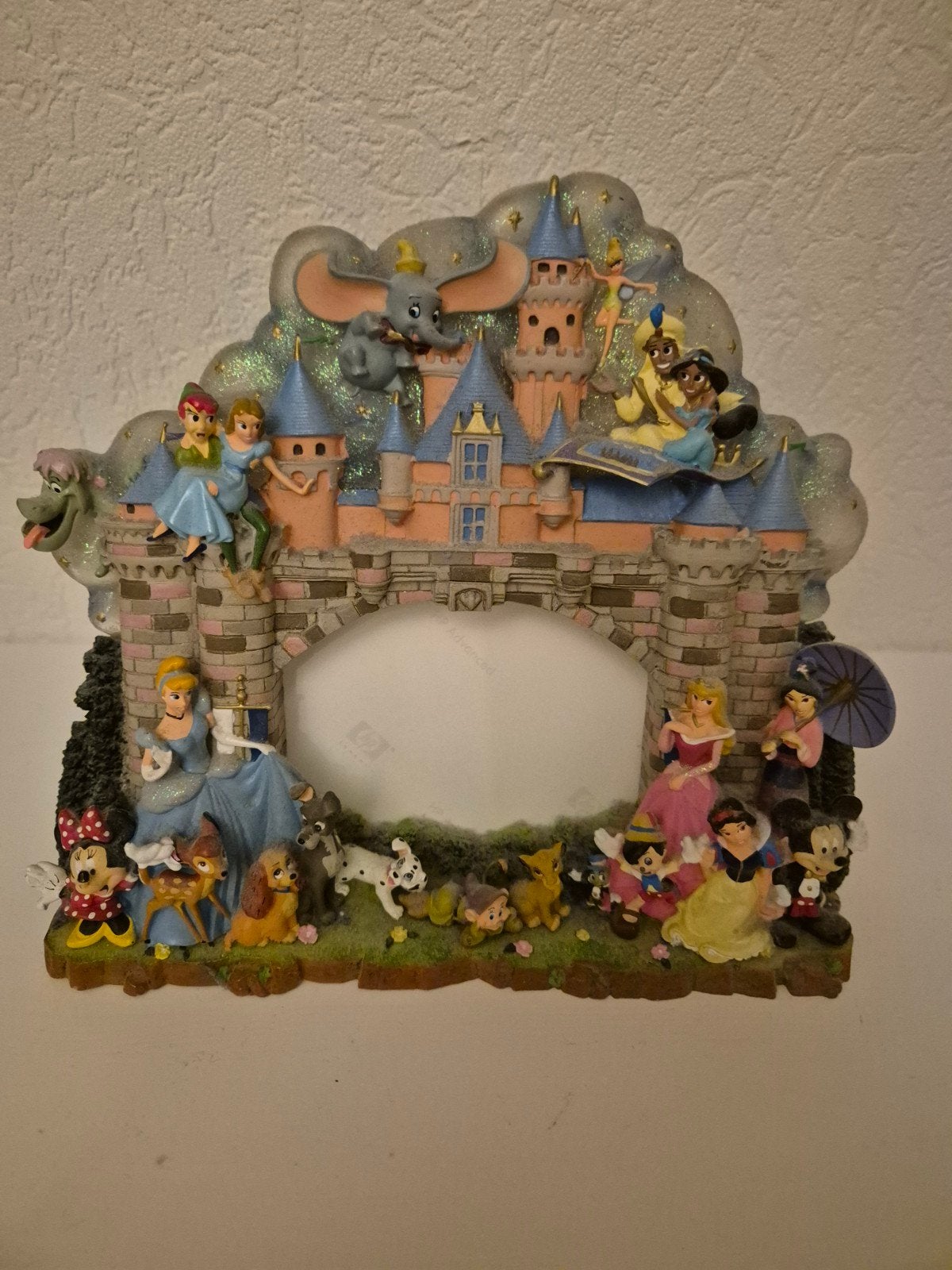 Disney Fotolijst met Kasteel en Prinsessen, Ophalen of Verzenden, Mickey Mouse, Gebruikt, Beeldje of Figuurtje