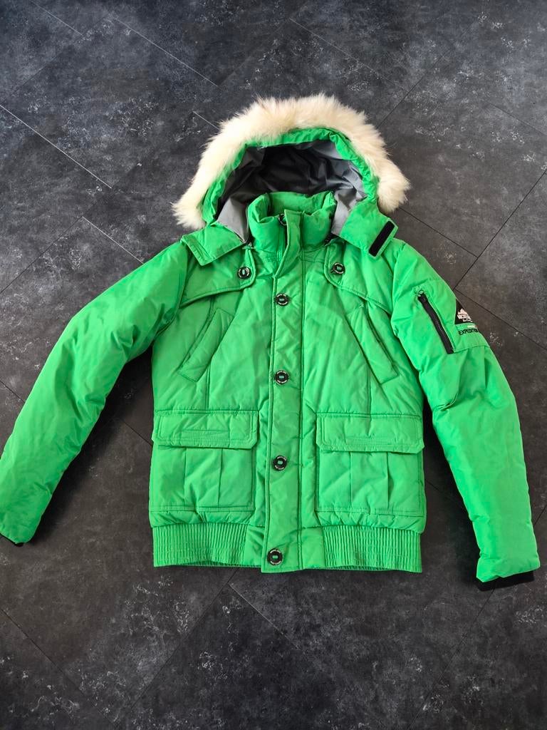 Nickelson heren winterjas - Groen met bontkraag, Nickelson, Maat 56/58 (XL), Ophalen of Verzenden, Zo goed als nieuw