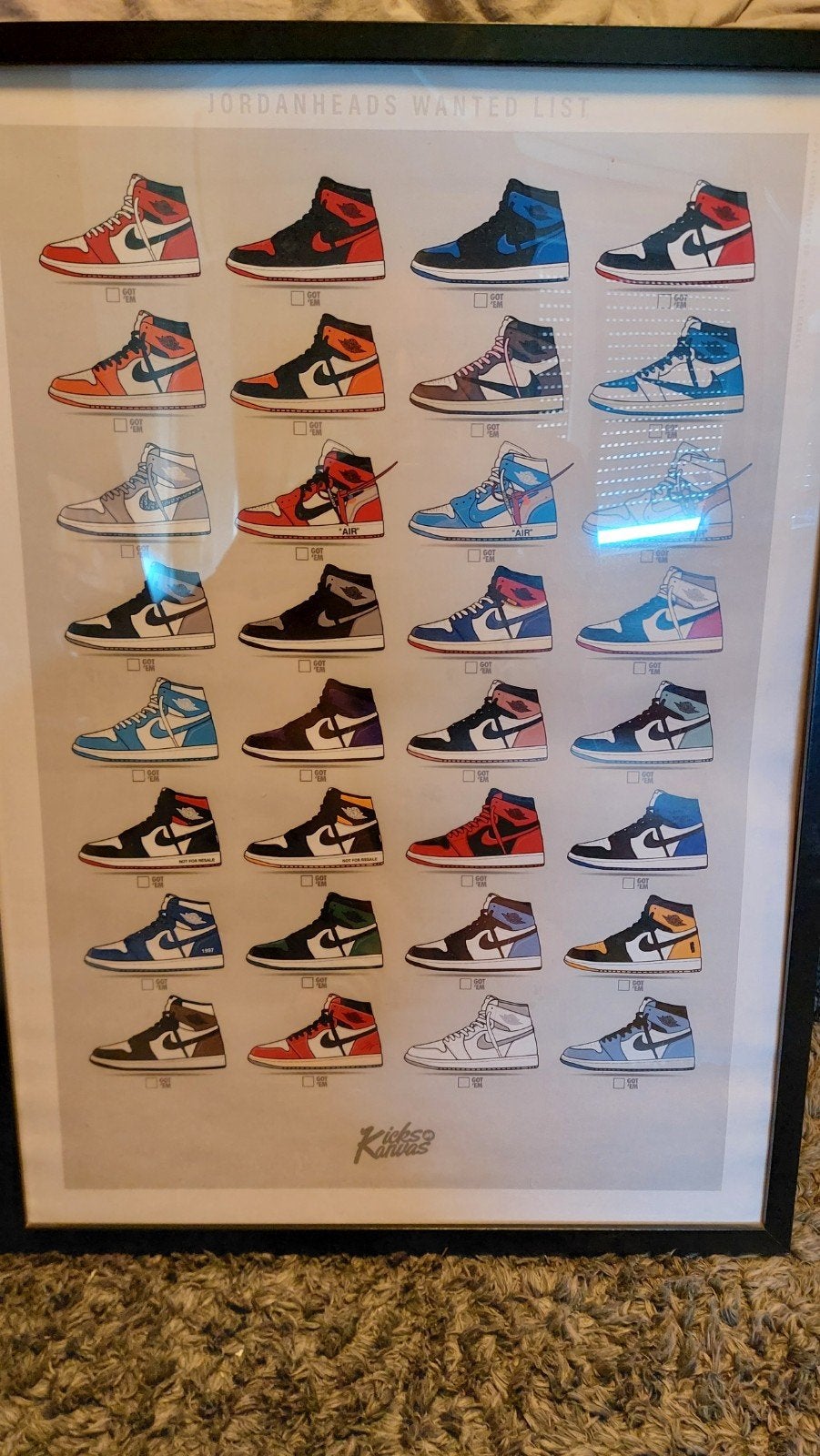 Nike schoenen poster in IKEA lijst - Jordanheads Wanted List, Ophalen, 50 – 75, Zo goed als nieuw, Foto of Poster