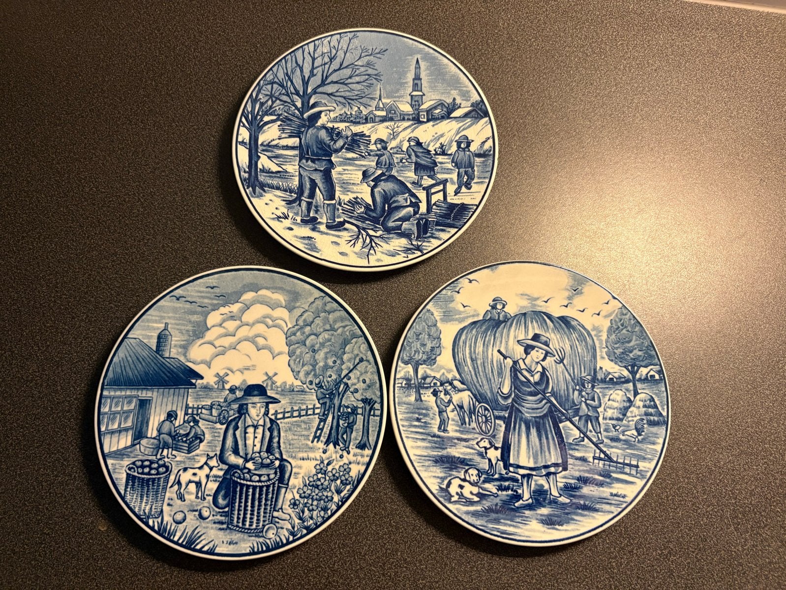 Set van 3 Delfts Blauwe Wandborden - Handwerk, Antiek en Kunst, Antiek | Wandborden en Tegels, Ophalen