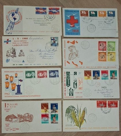 62 FDC Ned. Antillen, Ophalen, Gestempeld