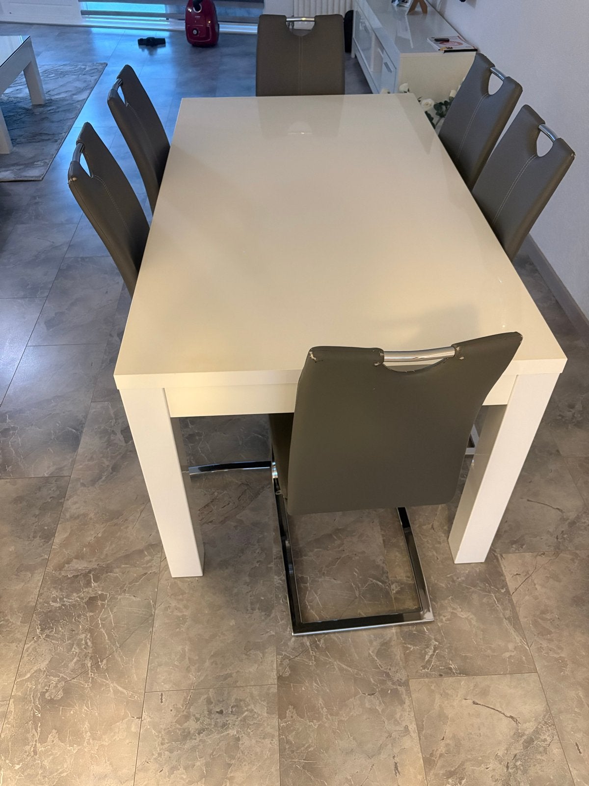 Hoekbank met salontafel en eettafel, Ophalen, Hoekbank, 300 cm of meer, Zo goed als nieuw