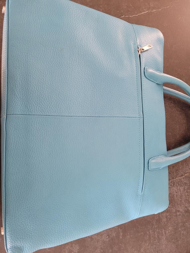 Fratelli laptoptas - Turquoise Leer, Ophalen of Verzenden, Zo goed als nieuw, Blauw, Handtas