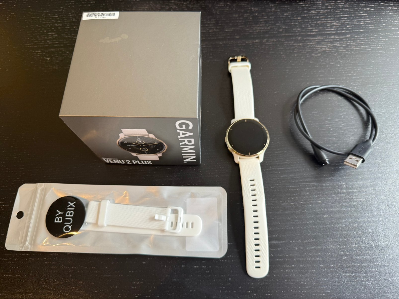 Garmin Venu 2 Plus – Wit/Goud, 43mm + extra reserveband, Sieraden, Tassen en Uiterlijk, Smartwatches, Gebruikt, Wit, Ophalen of Verzenden
