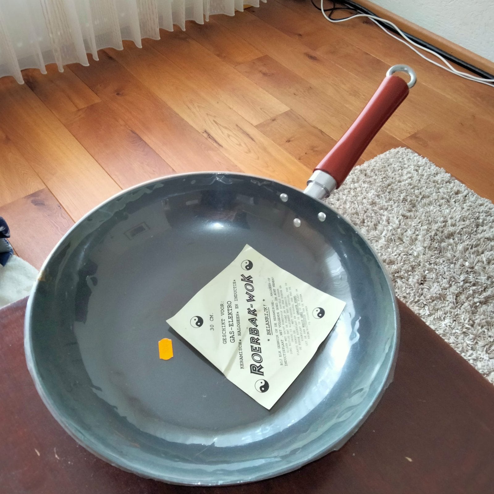 Wokpan, Ophalen of Verzenden, Zo goed als nieuw, Rvs, Met handvatten