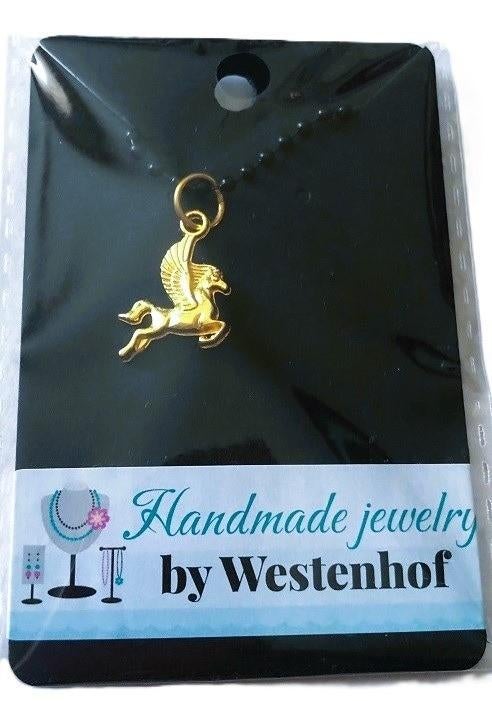 Hanger goud pegasus paard stainless steel goldplated, Sieraden, Tassen en Uiterlijk, Kettinghangers, Nieuw, Overige materialen