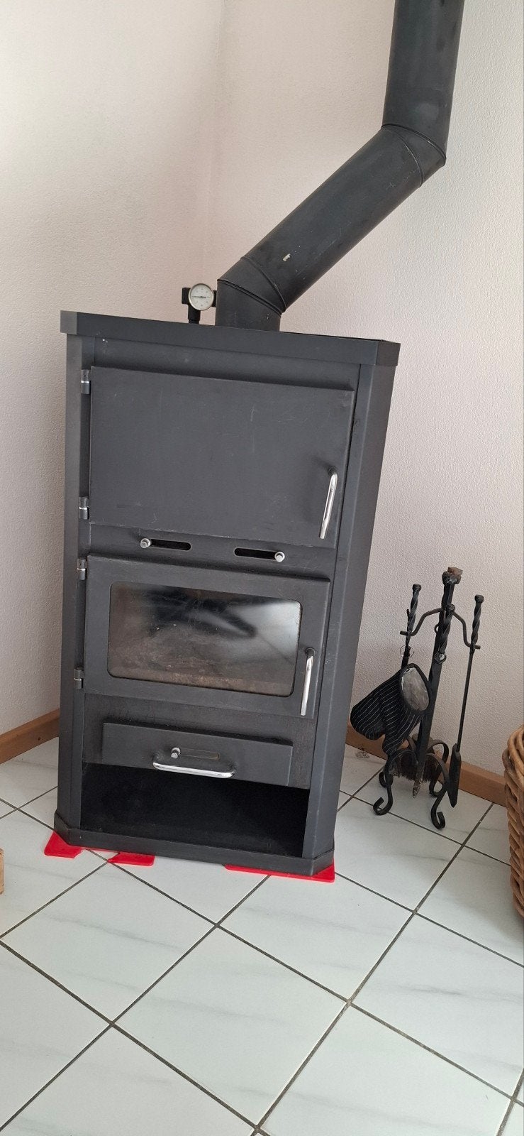 Houtkachel op cv met alle toebehoren, Ophalen, Gebruikt, Houtkachel, Vrijstaand