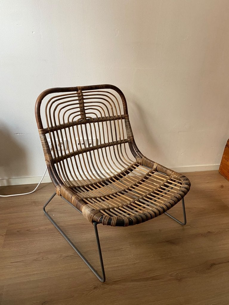Rotan lounge stoel, Ophalen, Gebruikt, Bruin, Bohemian, Modern