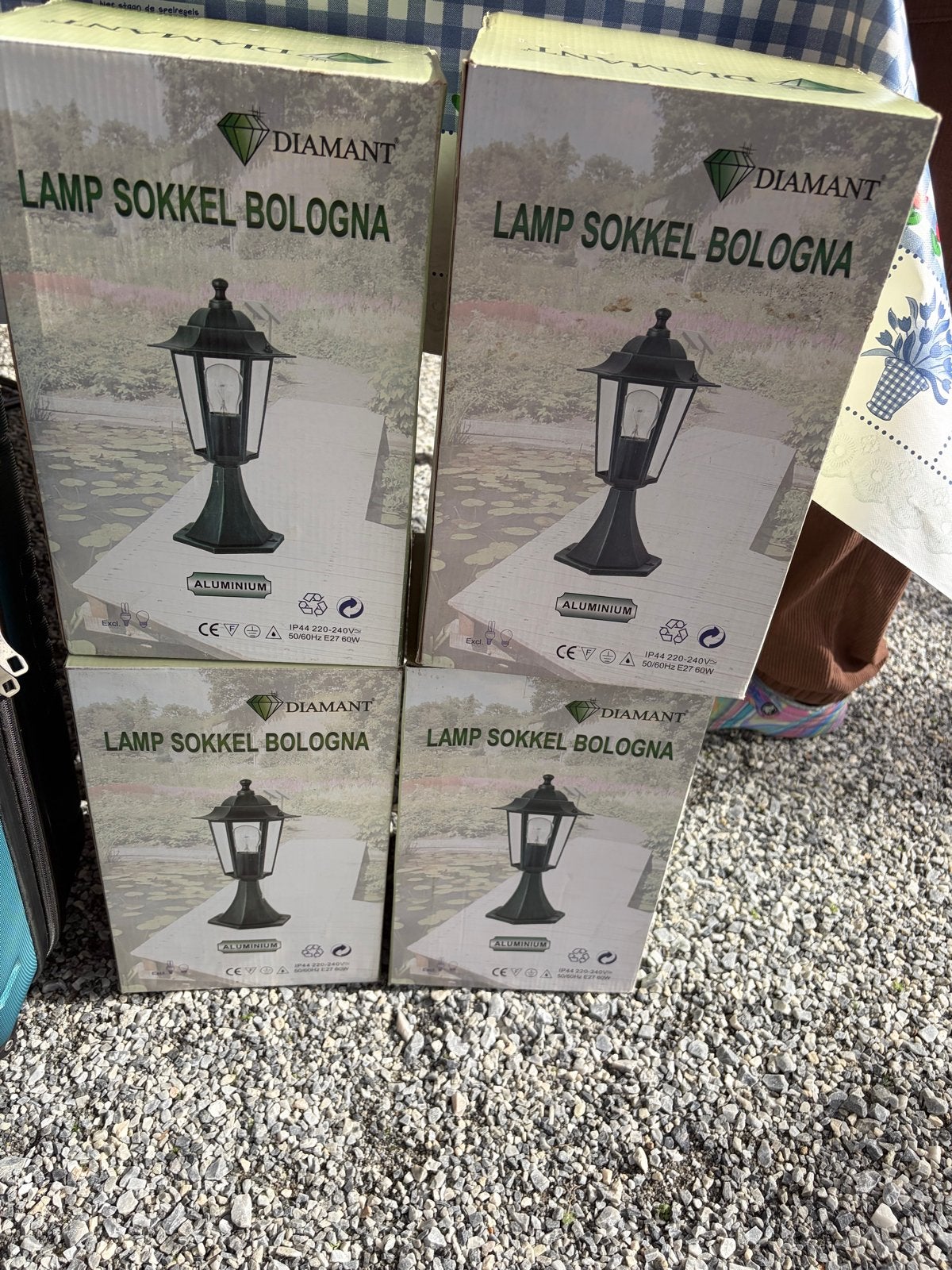 4x Diamant Bologna Staande Tuinlampen E27 230V, Tuin en Terras, Ophalen, Staande lamp, Netvoeding, Waterbestendig