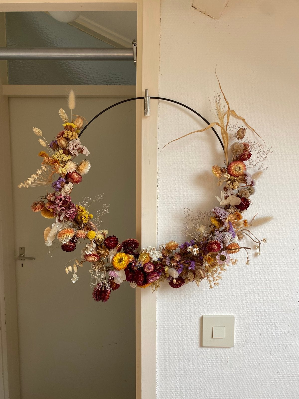 Gedroogde bloemenkrans 41 cm, Ophalen, Zo goed als nieuw