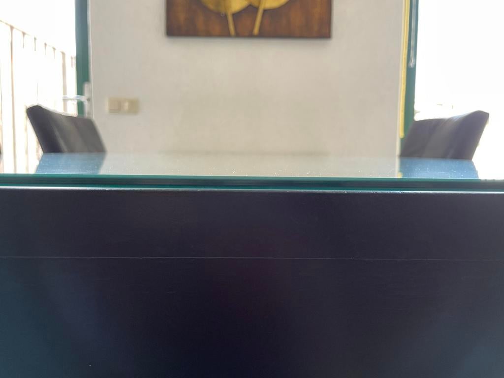 Eettafel met glazen blad 90x180, Huis en Inrichting, Tafels | Eettafels, Ophalen, Gebruikt, Glas, Vier personen